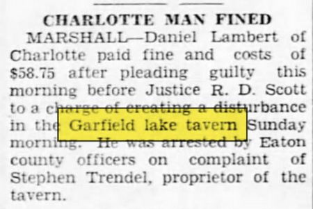 Garfield Lake Tavern - Mar 1946 Article (newer photo)